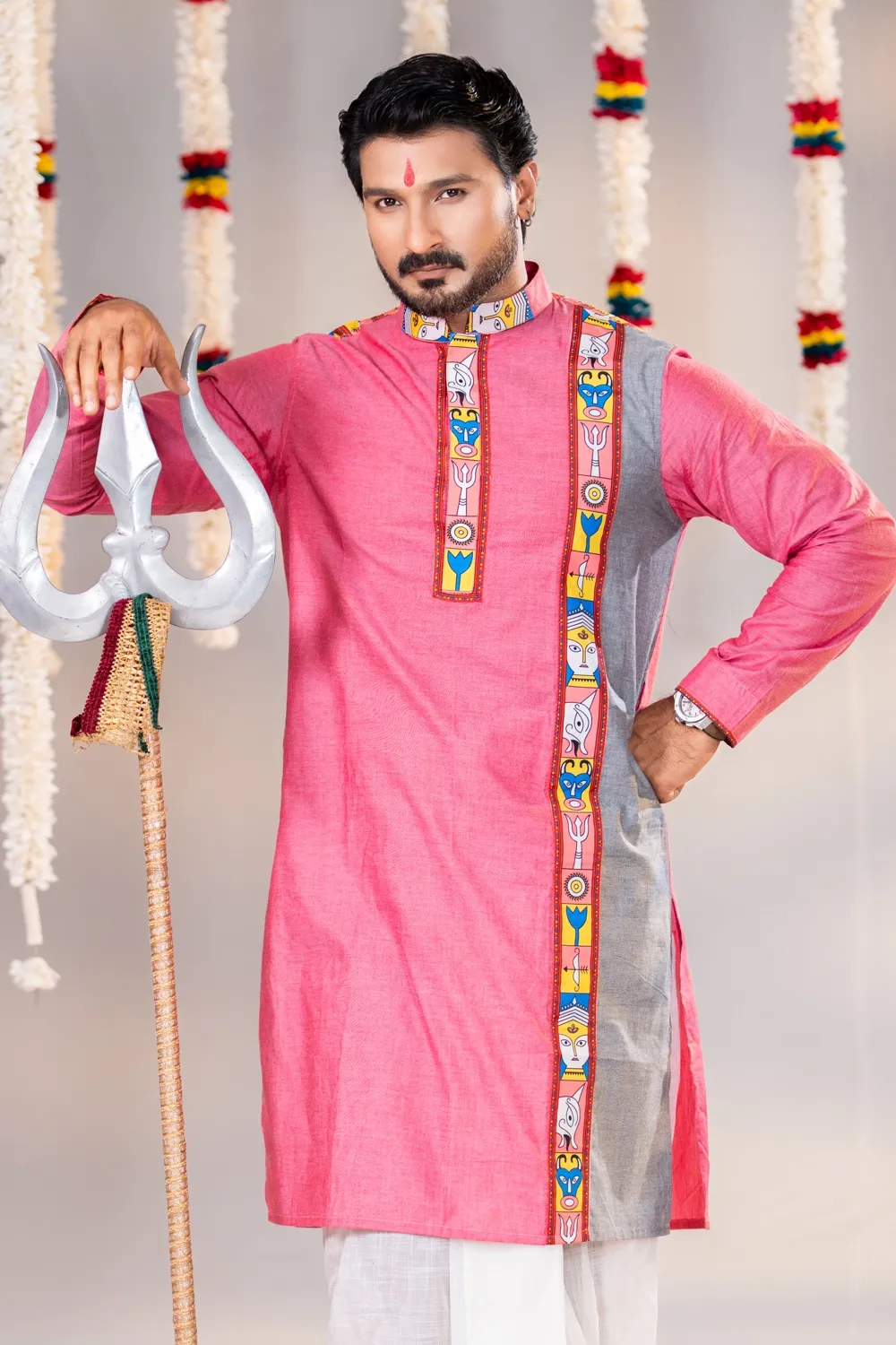 Sweet Shymle Cotton Industrial Print & Patchwork Men's Panjabi