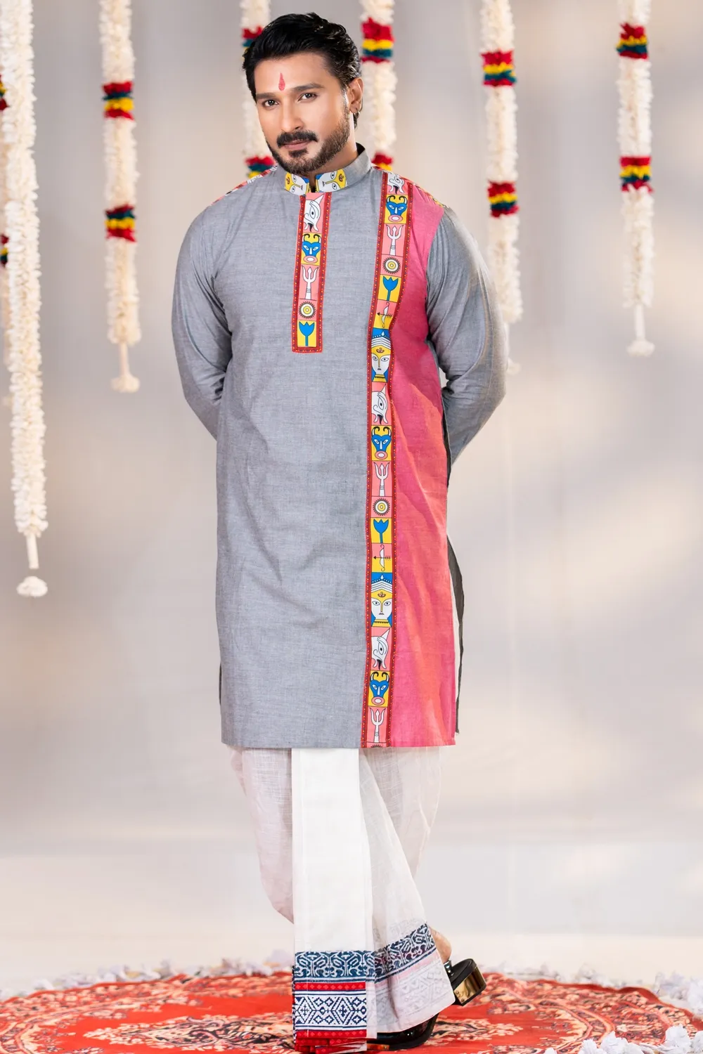 Ash Shymle Cotton Industrial Print Men's Panjabi