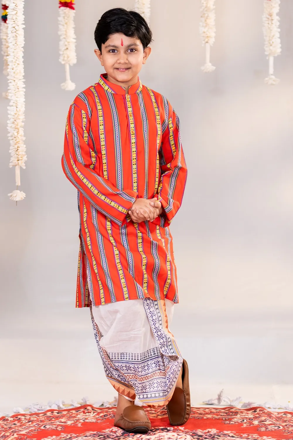 Multi Industrial Print Cotton Panjabi for Kid's
