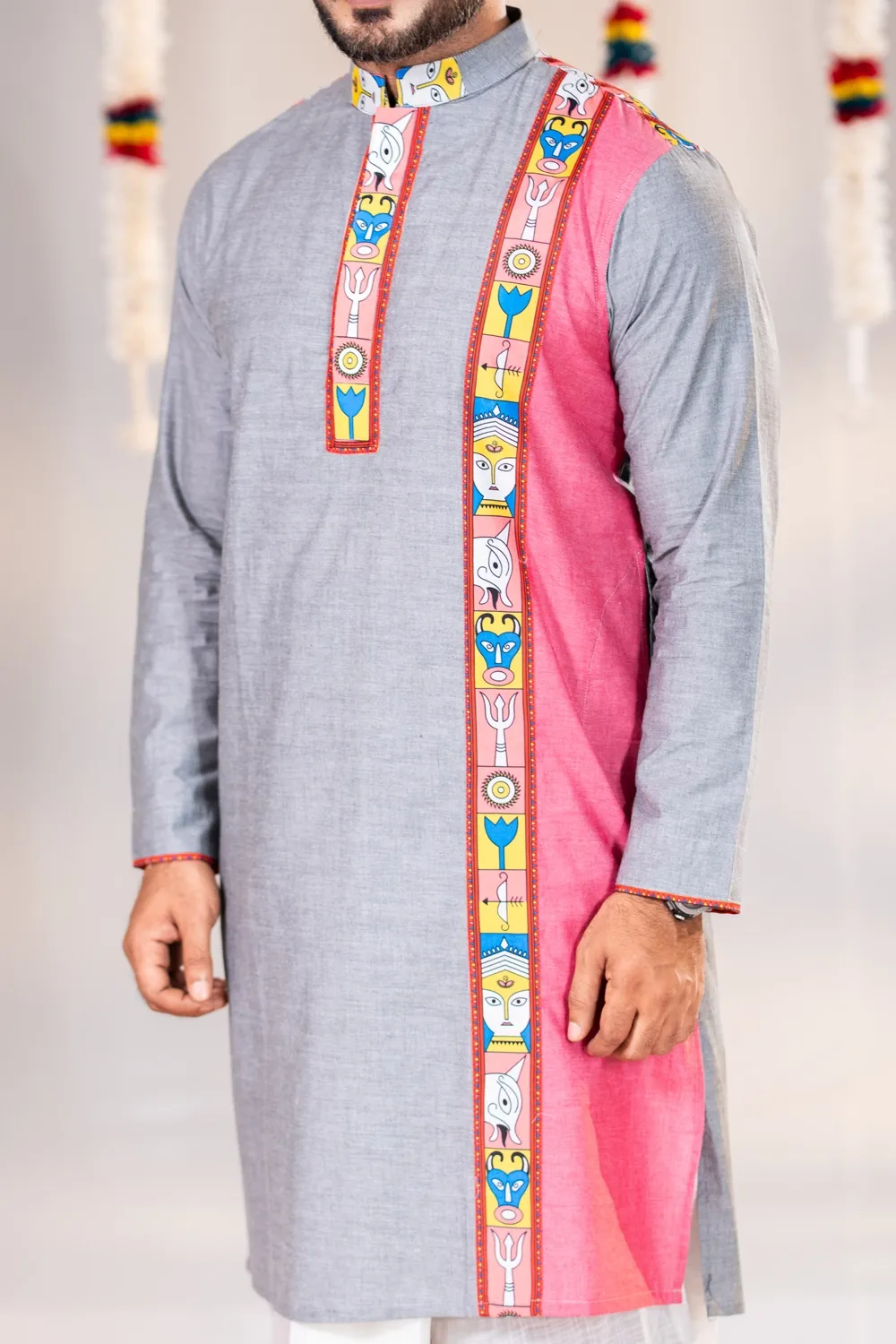 Ash Shymle Cotton Industrial Print Men's Panjabi