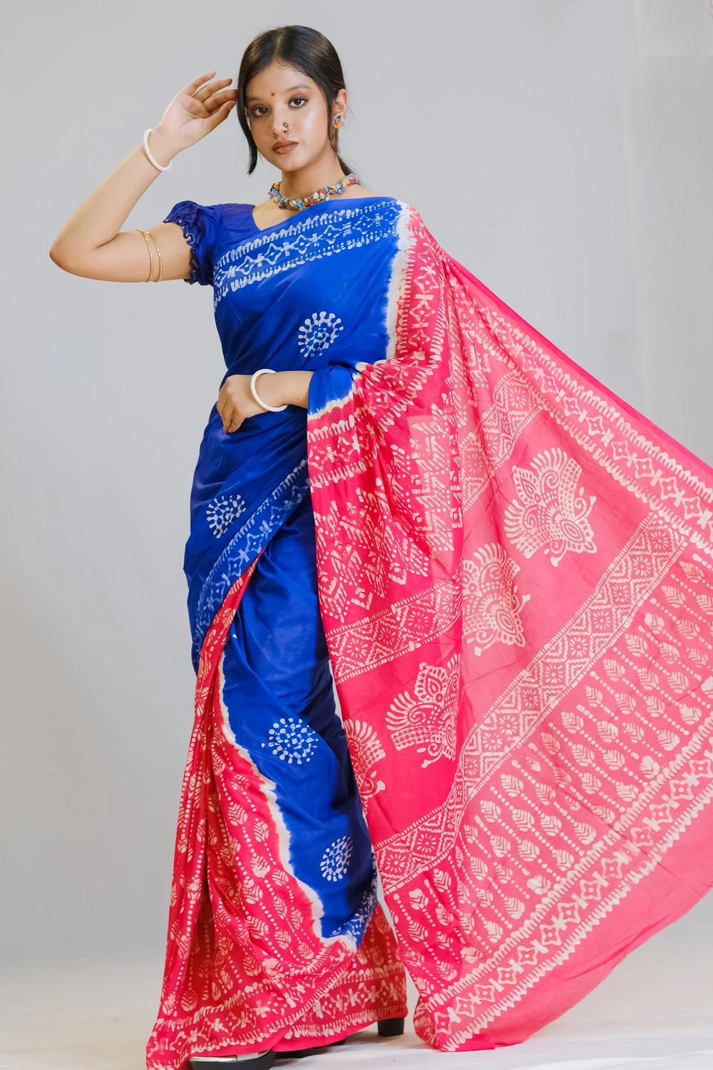 Celebration Red Cotton Dyeing Saree