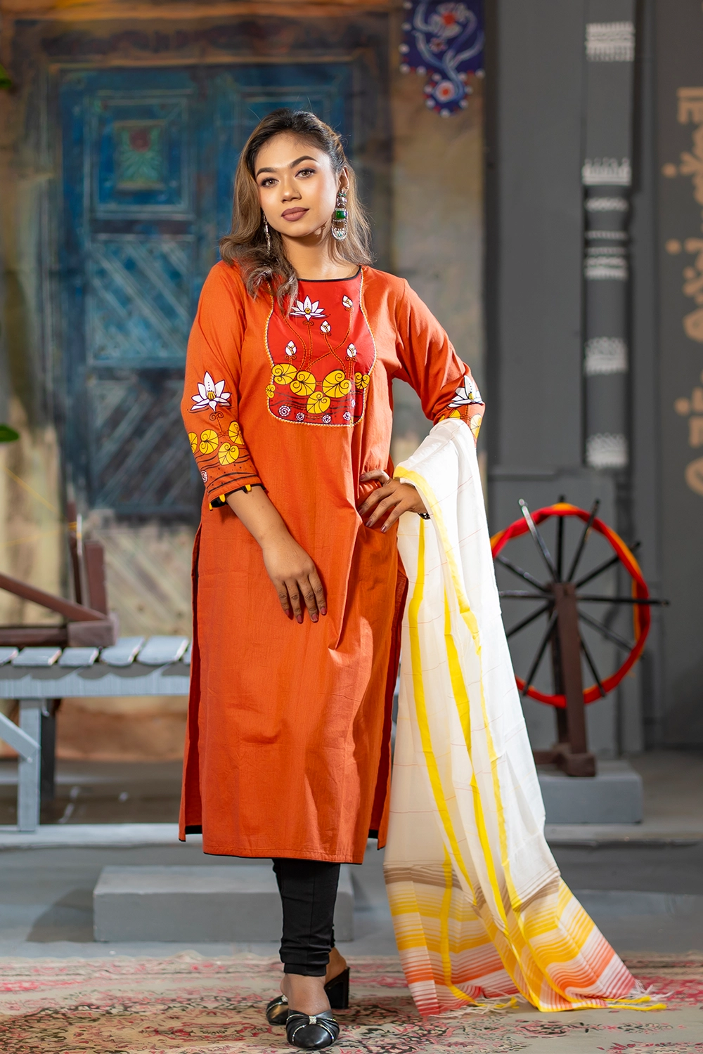 Tama Cotton Two-Piece Set with Screen Print & Cutwork