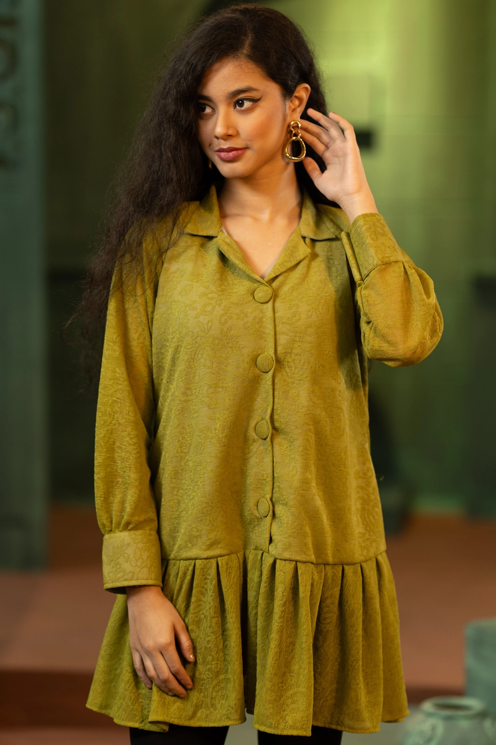 Women’s Olive Patchwork Top