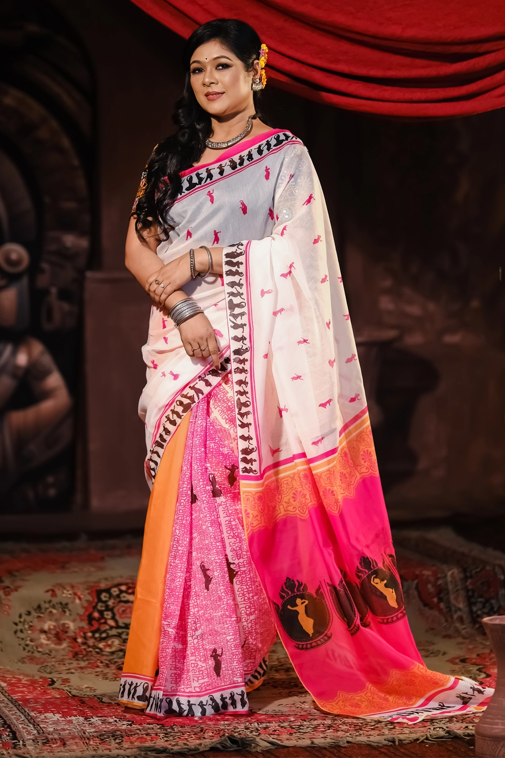Traditional Dance-Inspired Multi Color Half Silk Saree