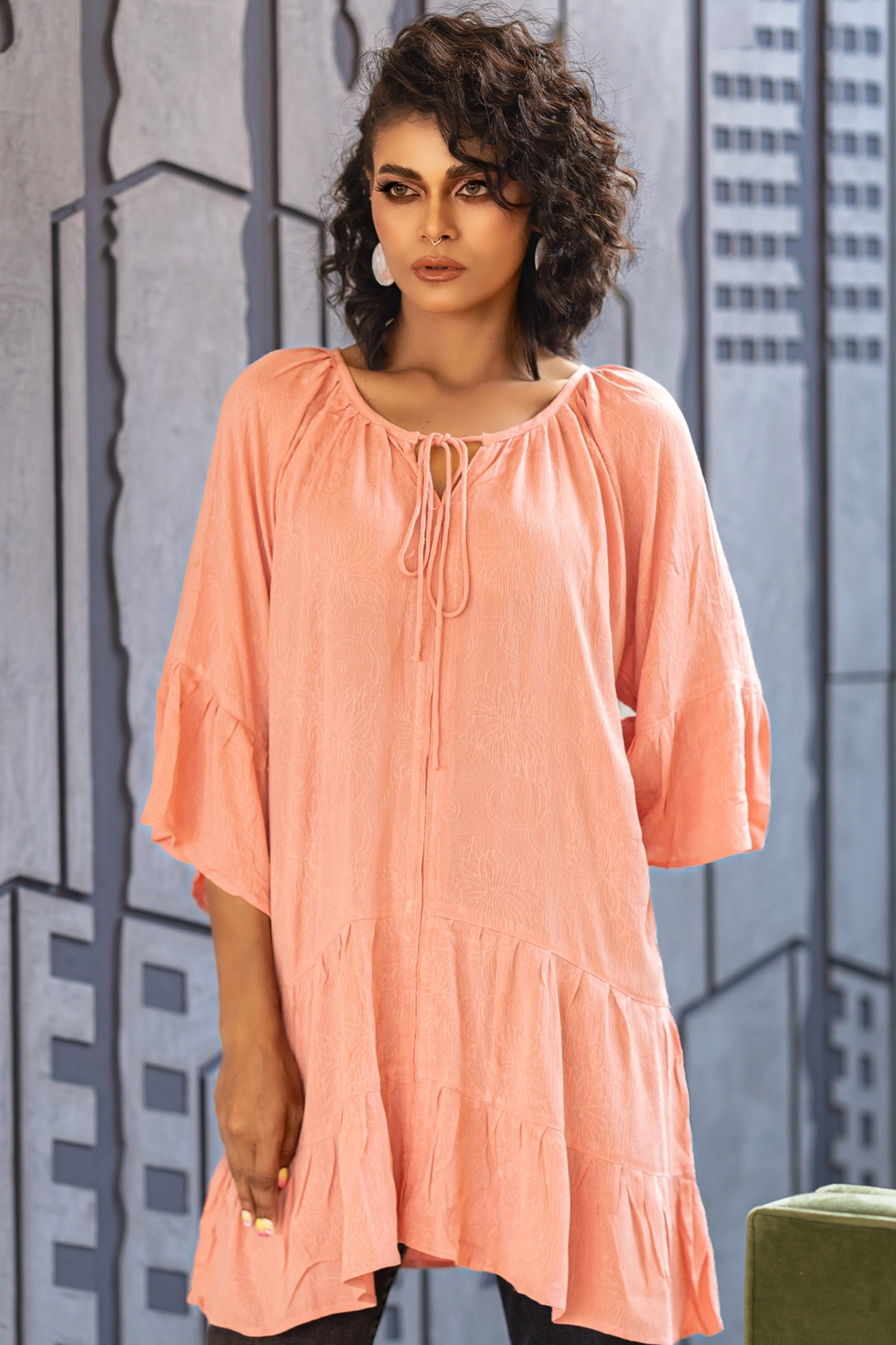 Sweet-Colored Women’s Fancy Top with Patchwork