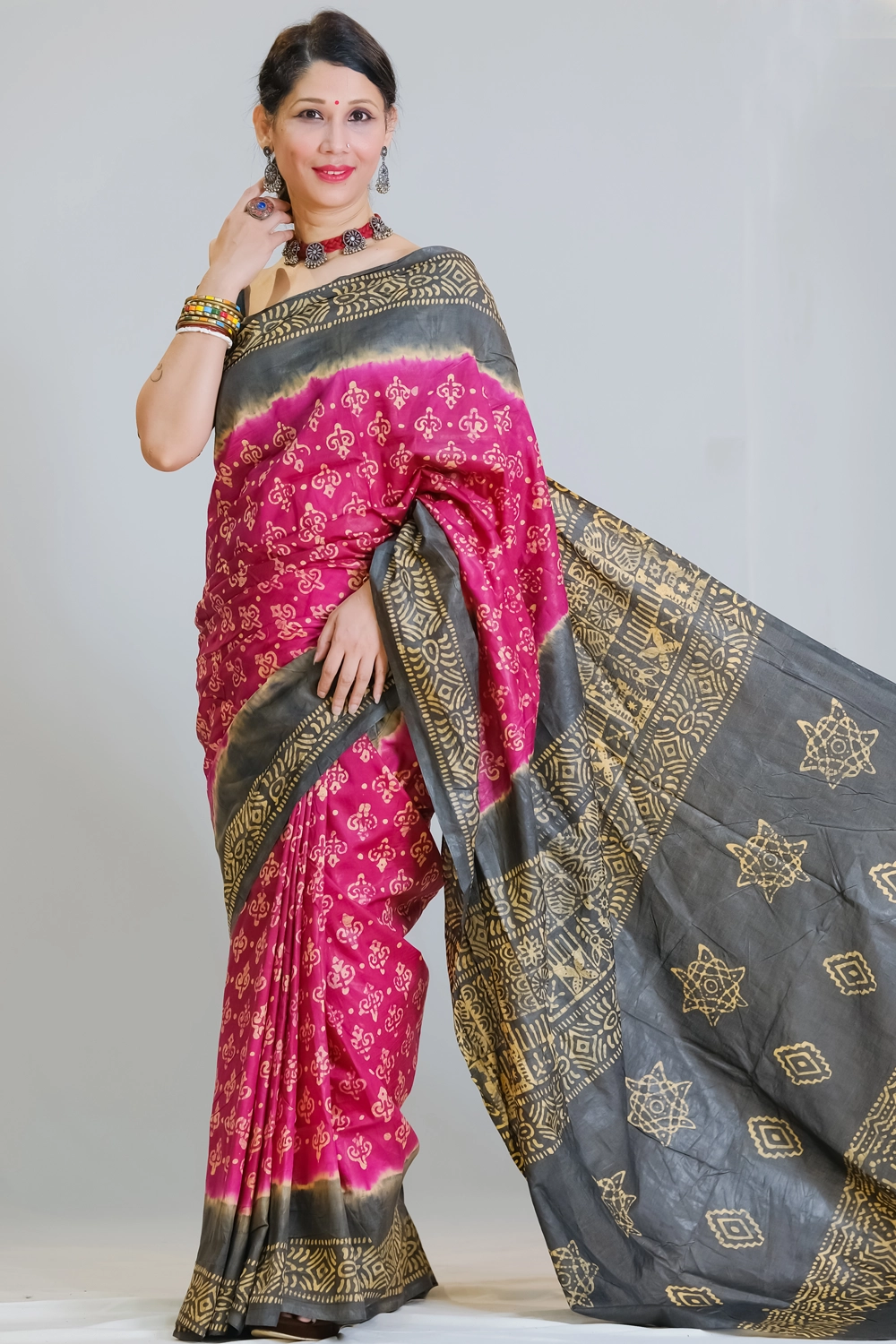 Multi-Color Festive Aura Silk Dyeing Saree