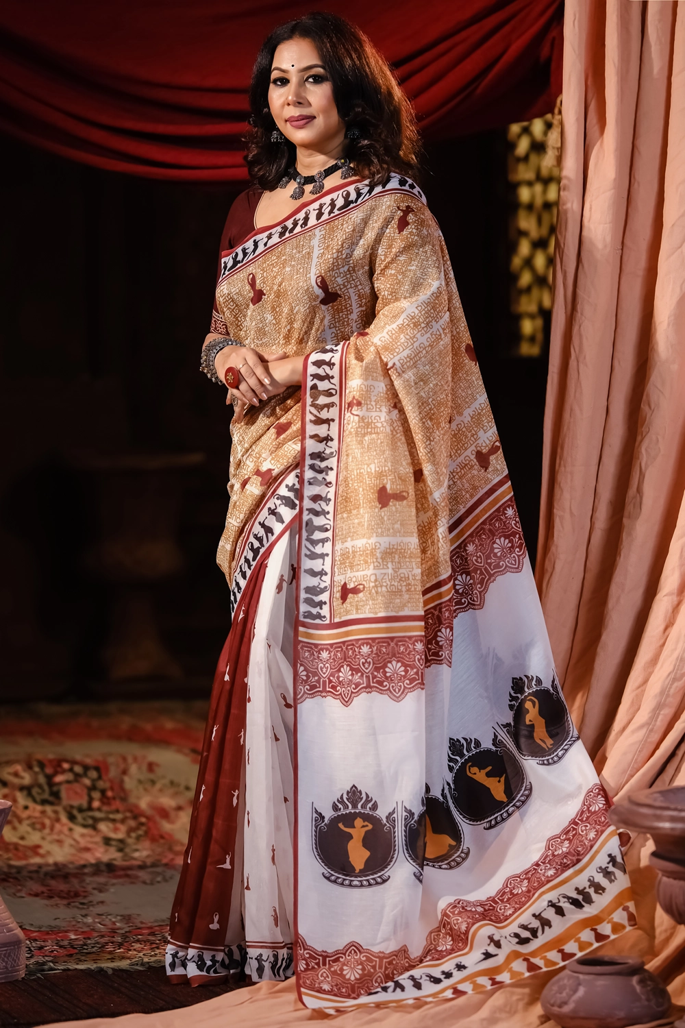 Multi Color Half Silk Traditional Dance-Inspired Saree