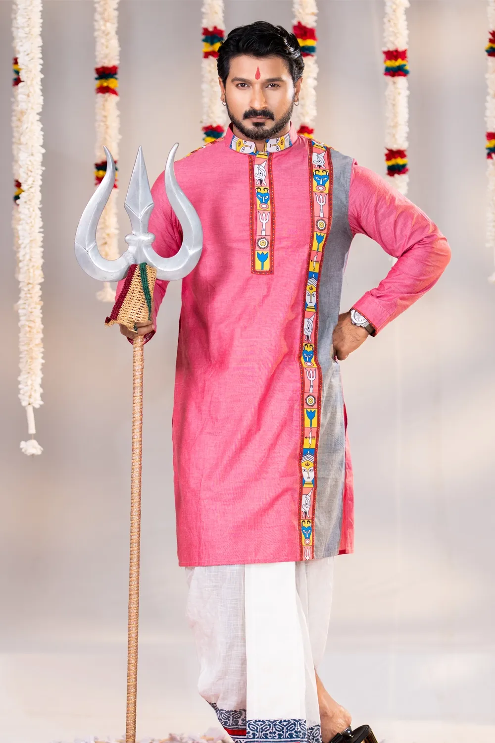 Sweet Shymle Cotton Industrial Print & Patchwork Men's Panjabi