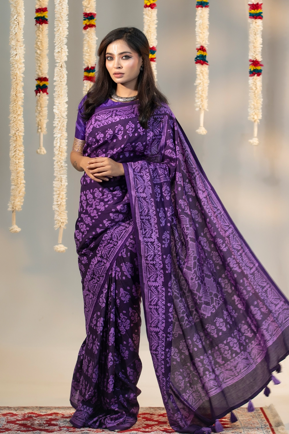Multicolor Half Silk Classic Dyeing Saree
