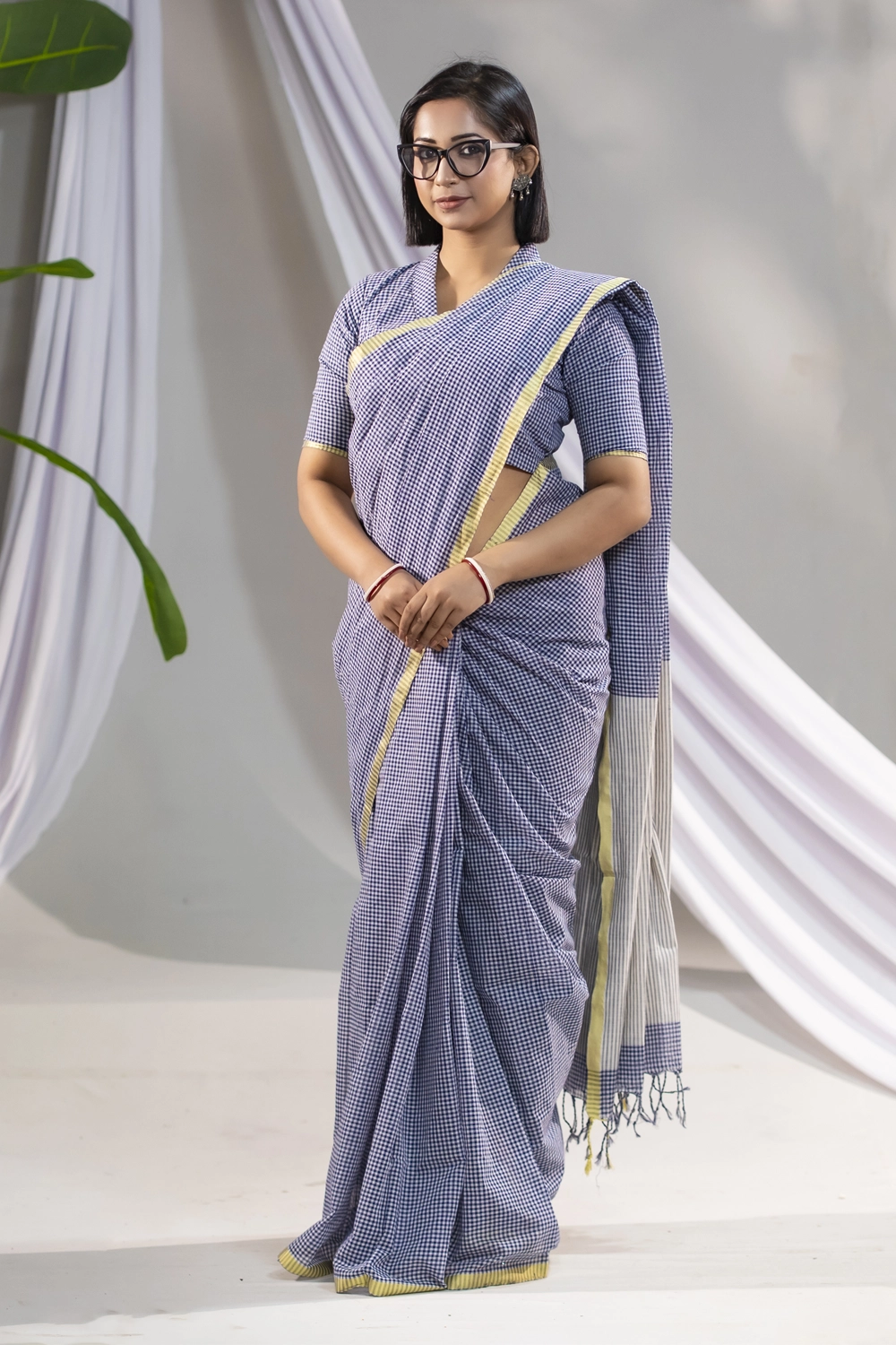 Multi Ash Cotton Saree | Sokal Bikal Series