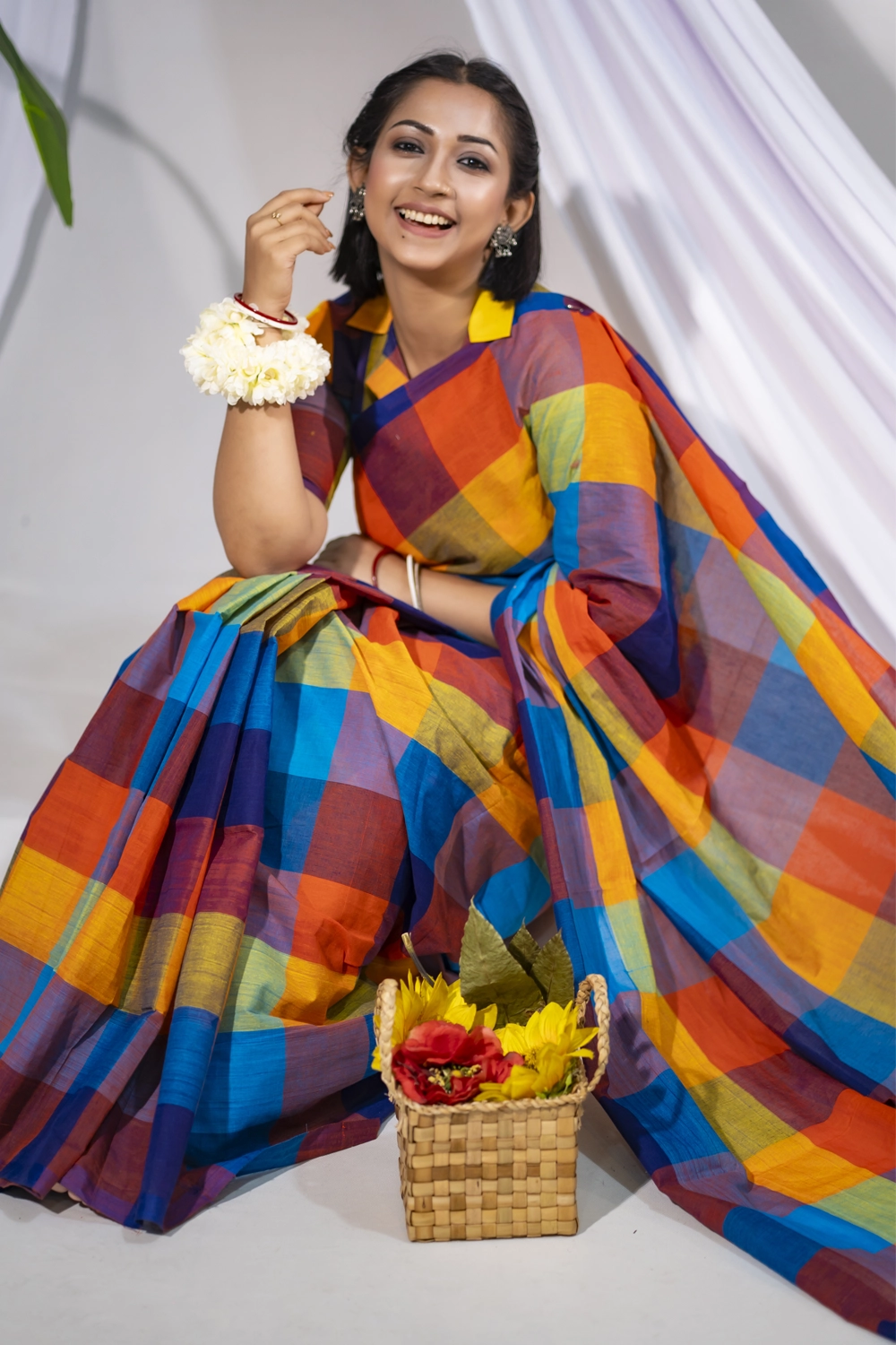 Festive Multi Color Cotton Saree | Sokal Bikal Series