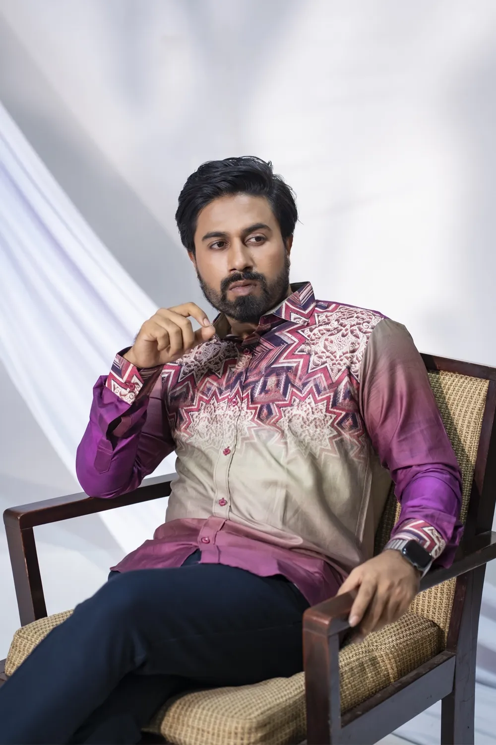 Festive Multi-Color Satin Industrial Print Men's Shirt