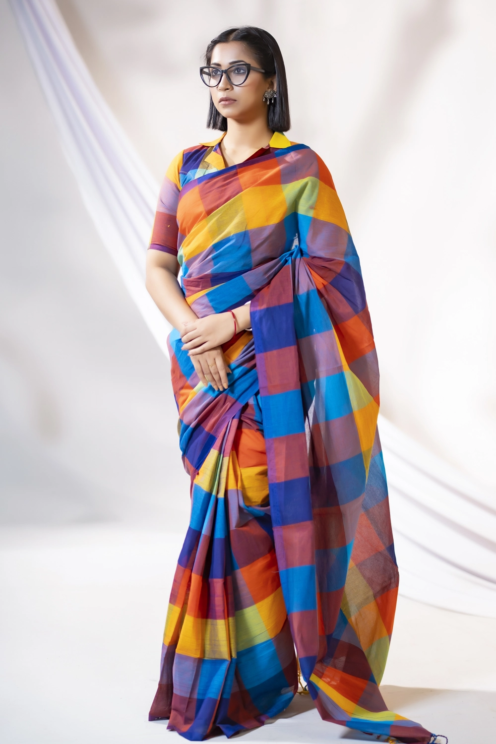 Festive Multi Color Cotton Saree | Sokal Bikal Series