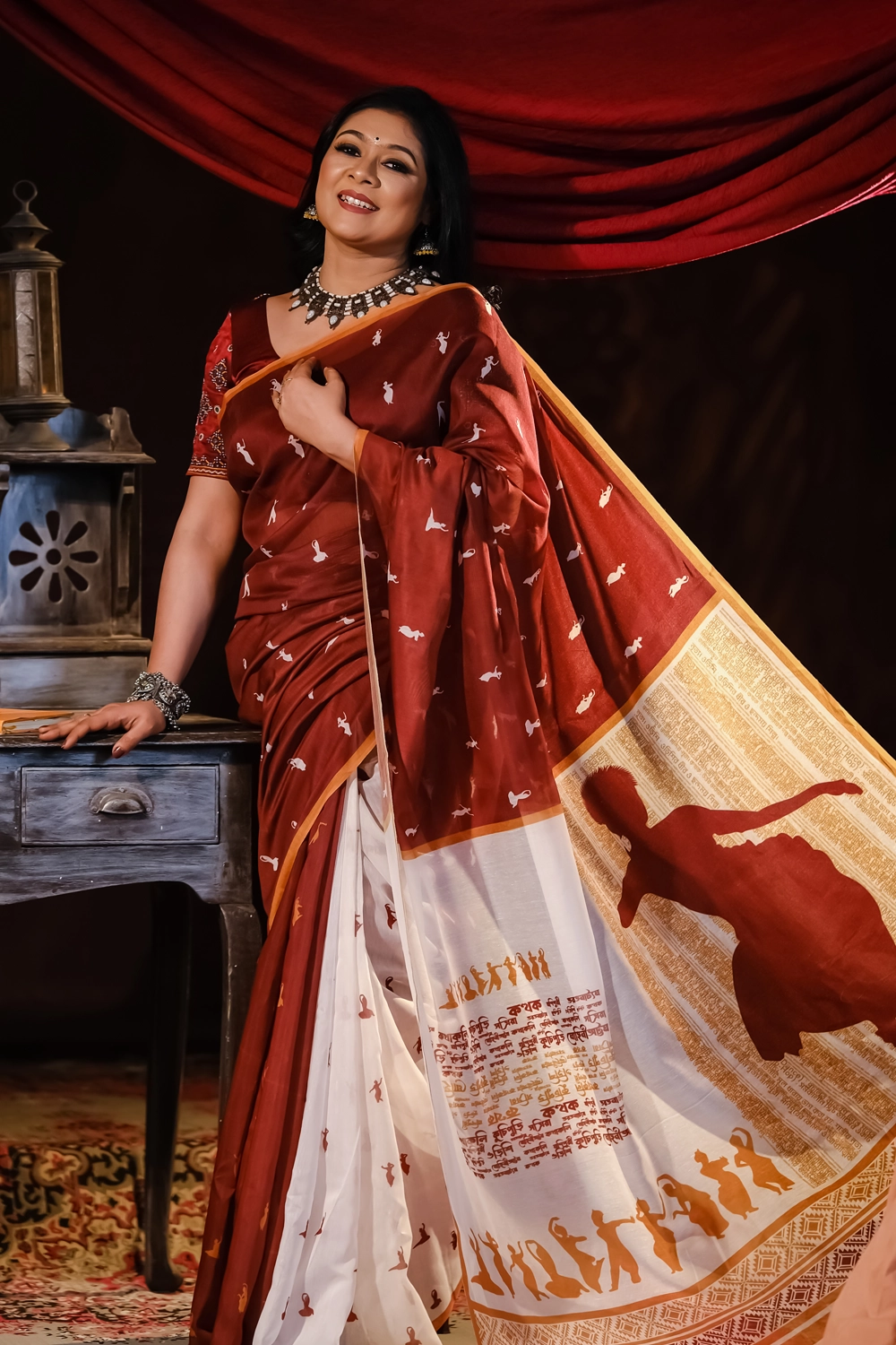 Coffee Half Silk Traditional Dance-Inspired Saree